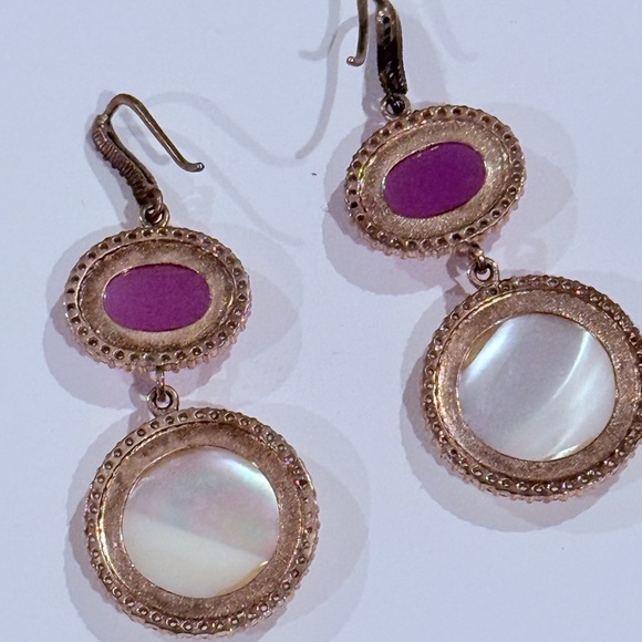 Elegant Pink and White Drop Earrings - Picture 3 of 4
